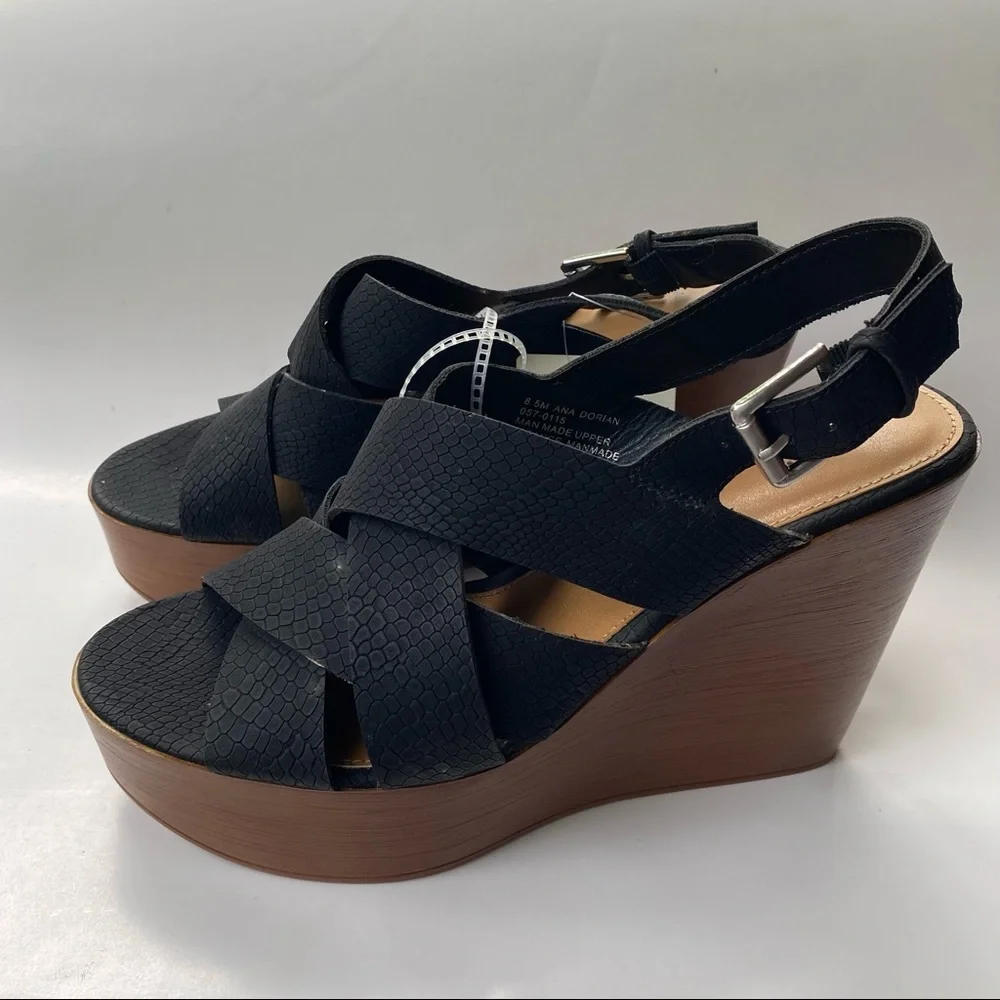 a.n.a Dorian‎ Shoes Platform Womens Size 8.5 New Heels Black Strap Open Toe